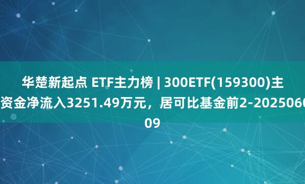华楚新起点 ETF主力榜 | 300ETF(159300)主力资金净流入3251.49万元，居可比基金前2-20250609
