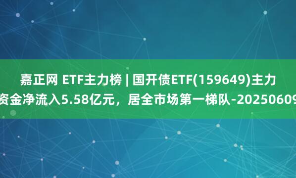 嘉正网 ETF主力榜 | 国开债ETF(159649)主力资金净流入5.58亿元，居全市场第一梯队-20250609